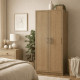 2-Door Wooden Wardrobe - Brown Wood 200-55-80 cm
