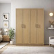 4-Door Wooden Wardrobe - Brown Wood 200-55-160cm