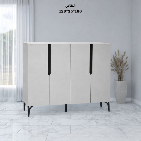 دولاب متعدد الاستخدام باللون الابيض اربع ابواب مقاس 120سم