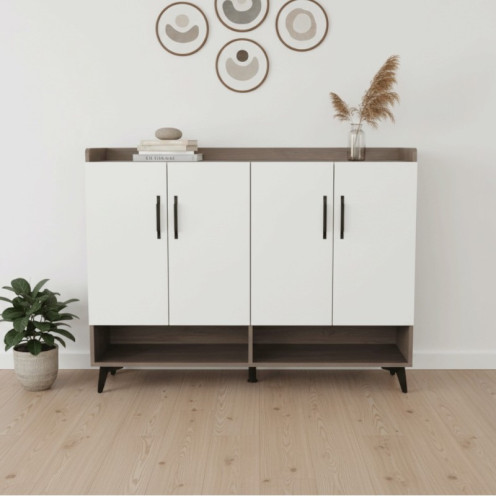 دولاب متعدد الاستخدام باللون الابيض اربع ابواب مقاس 120سم