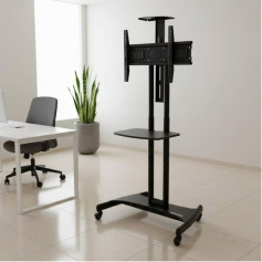 حامل تلفزيون حديث وعصري متحرك (بلازما استاند متحرك) قابل للتعديل اسود 