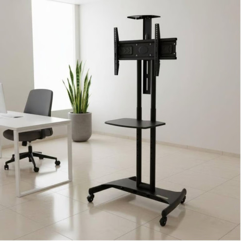 حامل تلفزيون حديث وعصري متحرك (بلازما استاند متحرك) قابل للتعديل اسود 