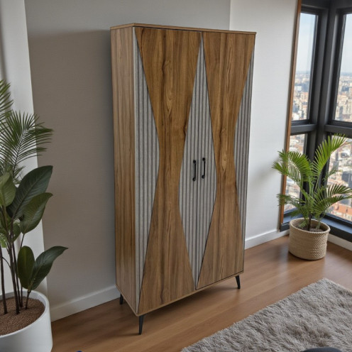 خزانة أحذية بابين طويل خشبية بأرجل معدنية وأبواب بتفاصيل انيقة بعدة اللوان 