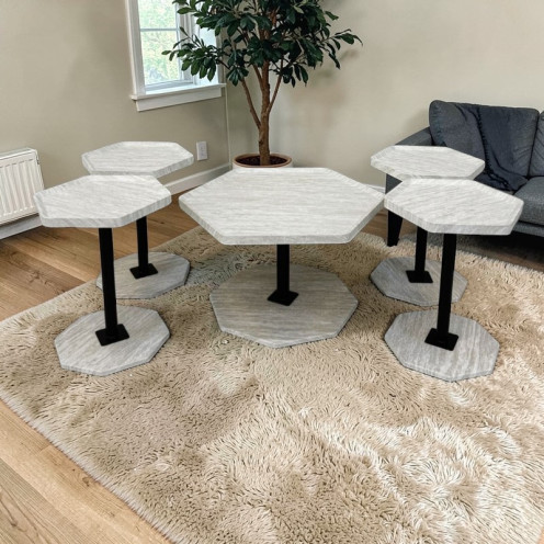 طقم طاولات قهوة 1 + 4 مصنوع من الخشب الفاخر حديث 