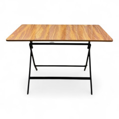 Rectangular folding wooden table with black iron frame 120*70