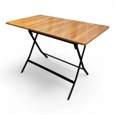 Rectangular folding wooden table with black iron frame 120*70