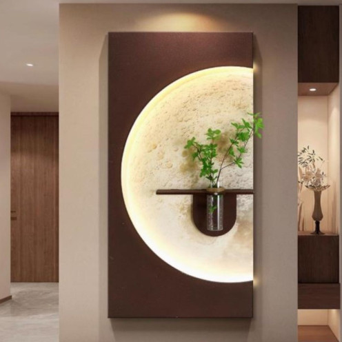 لوحات ديكورات جدارية مع الإضاءة مقاس 120x60 باللون الابيض والبني