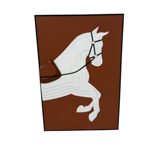 لوحة فنية خيل بيج مع بني جدارية مقاس 120x80
