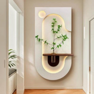 لوحات ديكورات جدارية مع الإضاءة مقاس 120x60 باللون الابيض