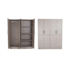 Large 4-door wardrobe, modern wooden design, available in several colors