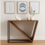 Elegant modern brown wooden entryway console, 79x39x120cm
