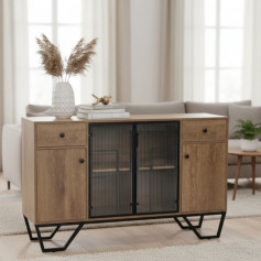 دولاب بوفية خشب حديث وعصري باللون البني بطول140سم