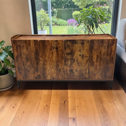 دولاب ، خزانة بوفيه خشب 4 باب بتصميم أنيق باللون البني الطبيعي 160سم