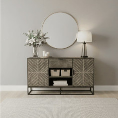 دولاب بوفيه خشب بعدة اللوان بقواحد حديد - 160 سم