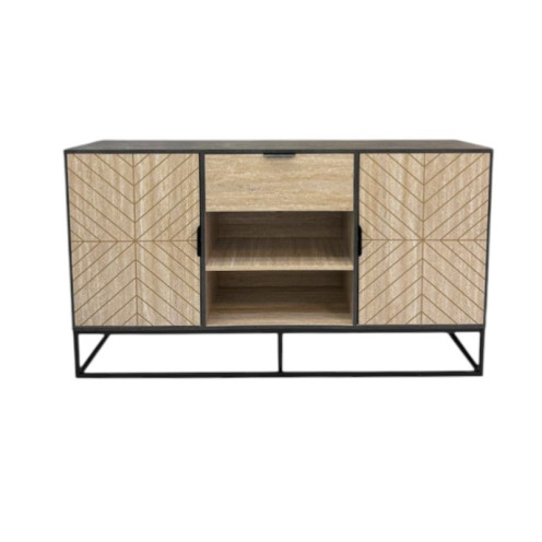 دولاب بوفيه خشب بعدة اللوان بقواحد حديد - 160 سم