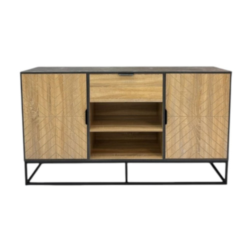 دولاب بوفيه خشب بعدة اللوان بقواحد حديد - 160 سم