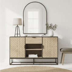 دولاب بتصميم مميز وانيق بوفيه خشب بعدة اللوان بقواحد حديد - 180 سم