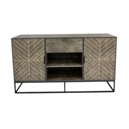 دولاب بتصميم مميز وانيق بوفيه خشب بعدة اللوان بقواحد حديد - 180 سم