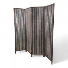 A wicker and wood partition is suitable for enhancing privacy in common areas.