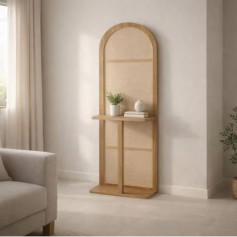 ستاند ديكور خشبي بتصميم مميز وحديث مع رف بعدة اللوان 