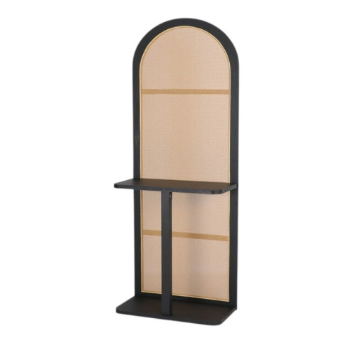 ستاند ديكور خشبي بتصميم مميز وحديث مع رف بعدة اللوان 