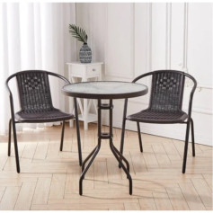 طاولة زجاج مع 2 كراسي خارجية بعدة اللوان حديث