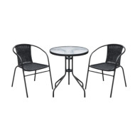 طاولة زجاج مع 2 كراسي خارجية بعدة اللوان حديث