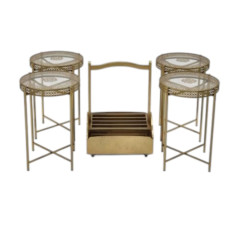  طقم طاولات خدمة فاخر مكون من أربع طاولات مع عربة تقديم