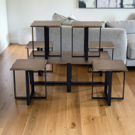 6-Piece Side Table Set + Main Table, Wood, Assorted Colors