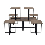 6-Piece Side Table Set + Main Table, Wood, Assorted Colors