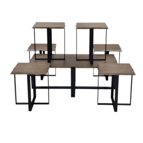 طقم طاولات خدمة 6 قطع + طاولة رئيسية خشب بعدة اللوان 