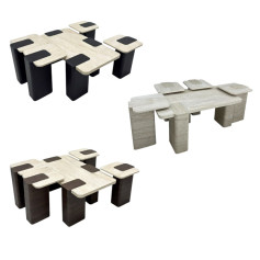 طقم طاولات ضيافة خشب 4+1 تركي بتصميم راق وحديث بعدة اللوان 