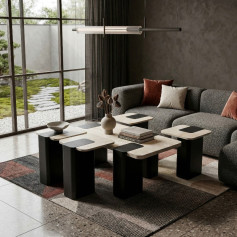 طقم طاولات ضيافة خشب 4+1 تركي بتصميم راق وحديث بعدة اللوان 