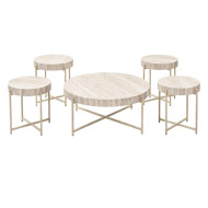 1+4 Table Set for Serving and Hospitality, Wooden Tops in Various Luxurious Colors