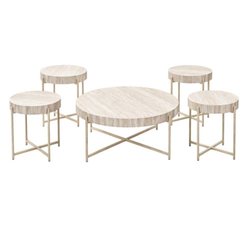 طقم طاولات 1 + 4  خدمة وضيافة سطح خشبي بعدة اللوان فاخر