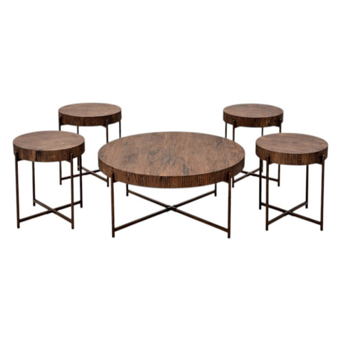 طقم طاولات 1 + 4  خدمة وضيافة سطح خشبي بعدة اللوان فاخر