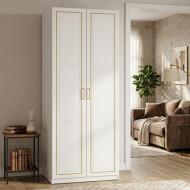 Luxurious and Modern 2-Door Wardrobe in White and Gold