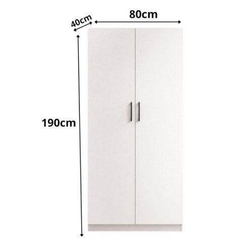 خزانة ملابس 2 باب ابيض كامل – دولاب ملابس بأرفف متعددة لغرف النوم