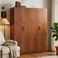 Modern 4-Door Wardrobe in Natural Brown – A Modern and Stylish Closet