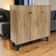 A stylish and modern three-door shoe cabinet measuring 98 x 100 x 35 cm