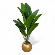 شجره صناعيه باوراق عريضه وحجم صغير مع حوض ذهبي