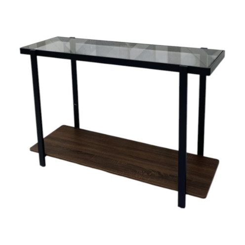 120cm Glass Console Entryway with Black Base, Available in Various Colors
