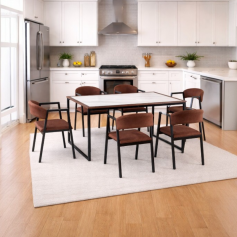 طاولة طعام بديل رخام 6 كراسي مخمل فاخر 