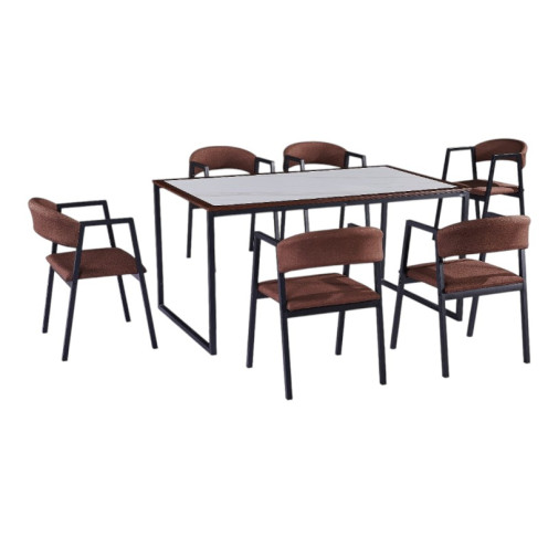 طاولة طعام بديل رخام 6 كراسي مخمل فاخر 