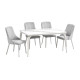 Dining table with marble top and 4 luxurious chairs in various colors