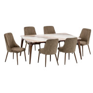 طاولة طعام بسطح رخام 6 كراسي فاخرة بتصميم مميز وحديث بعدة اللوان