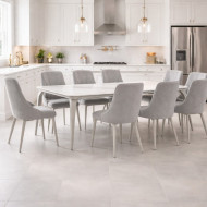 طاولة طعام بسطح رخام 8 كراسي بتصميم مميز وحديث بعدة اللوان