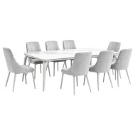 طاولة طعام بسطح رخام 8 كراسي بتصميم مميز وحديث بعدة اللوان