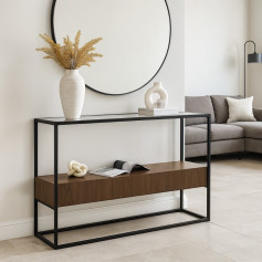 طاولة مدخل سطح زجاج كونسول لون بني جديد وعصري 120x40x80 