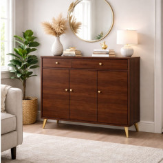 3-door coffee cabinet with 2 drawers at the top, featuring a distinctive and modern design, available in several colors, 100cm.